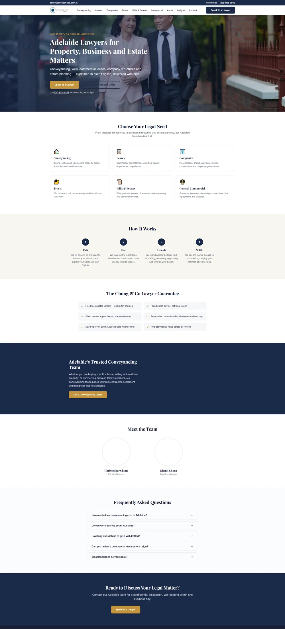 Chong & Co Lawyers new SEO homepage after the rebuild