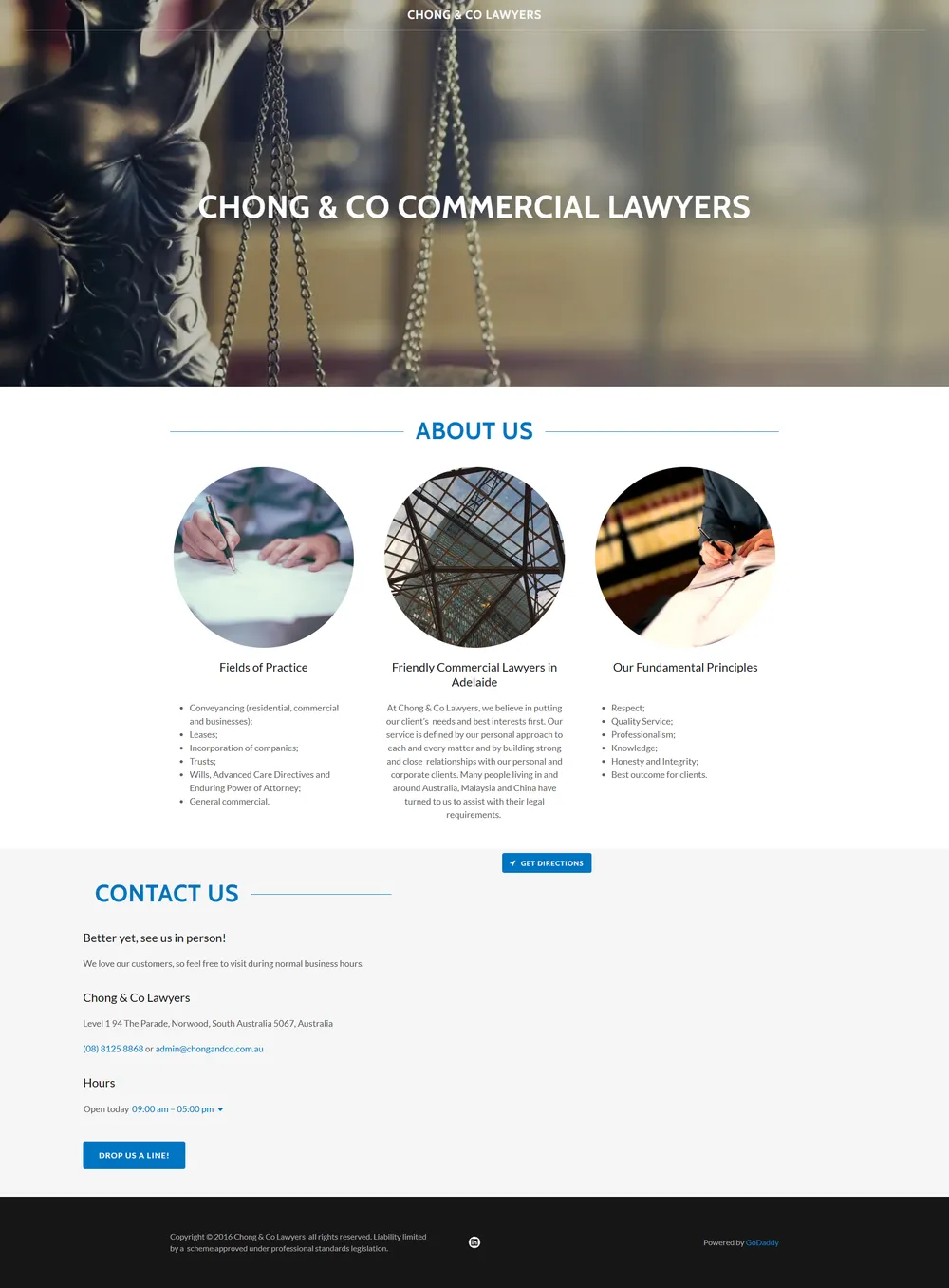 Chong & Co Lawyers homepage before the rebuild