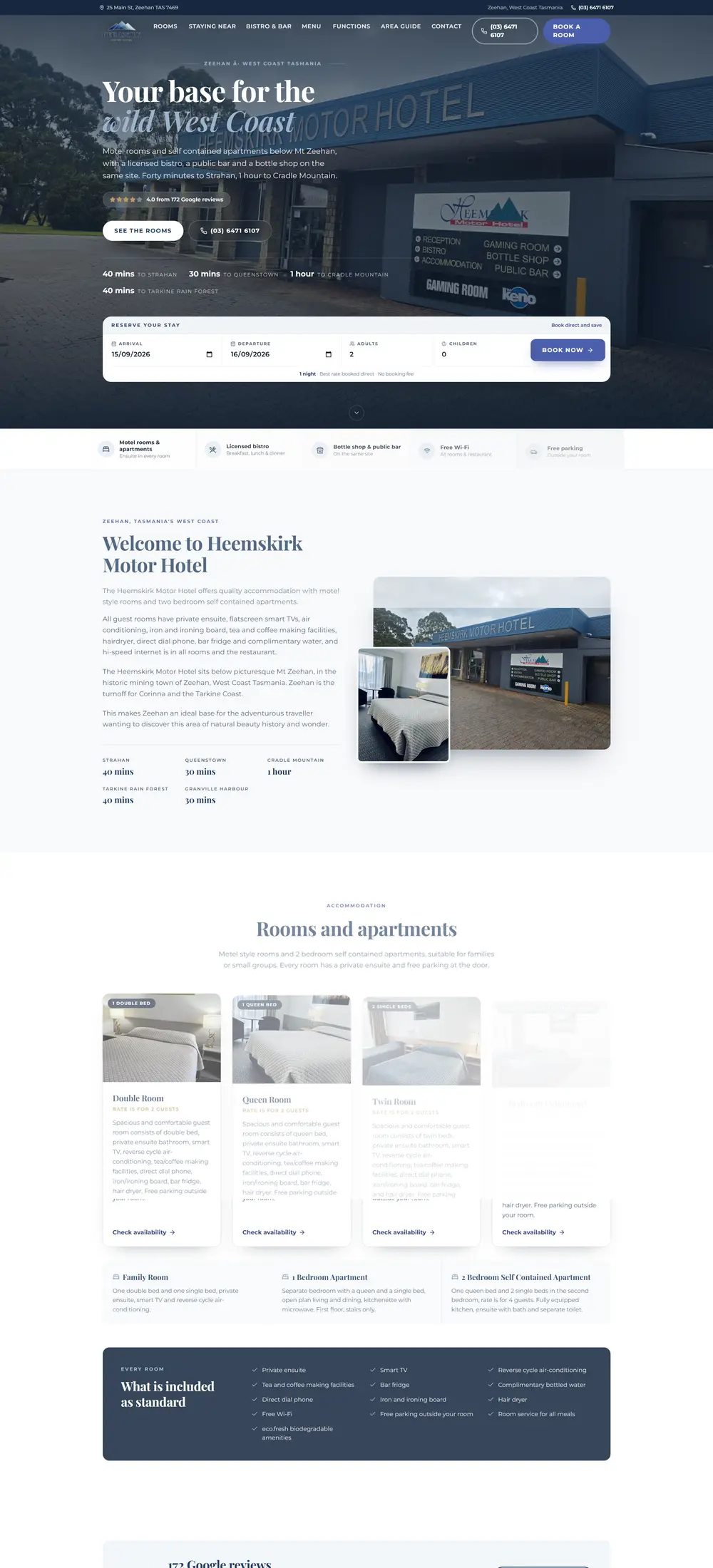 Heemskirk Motor Hotel new SEO website after the rebuild
