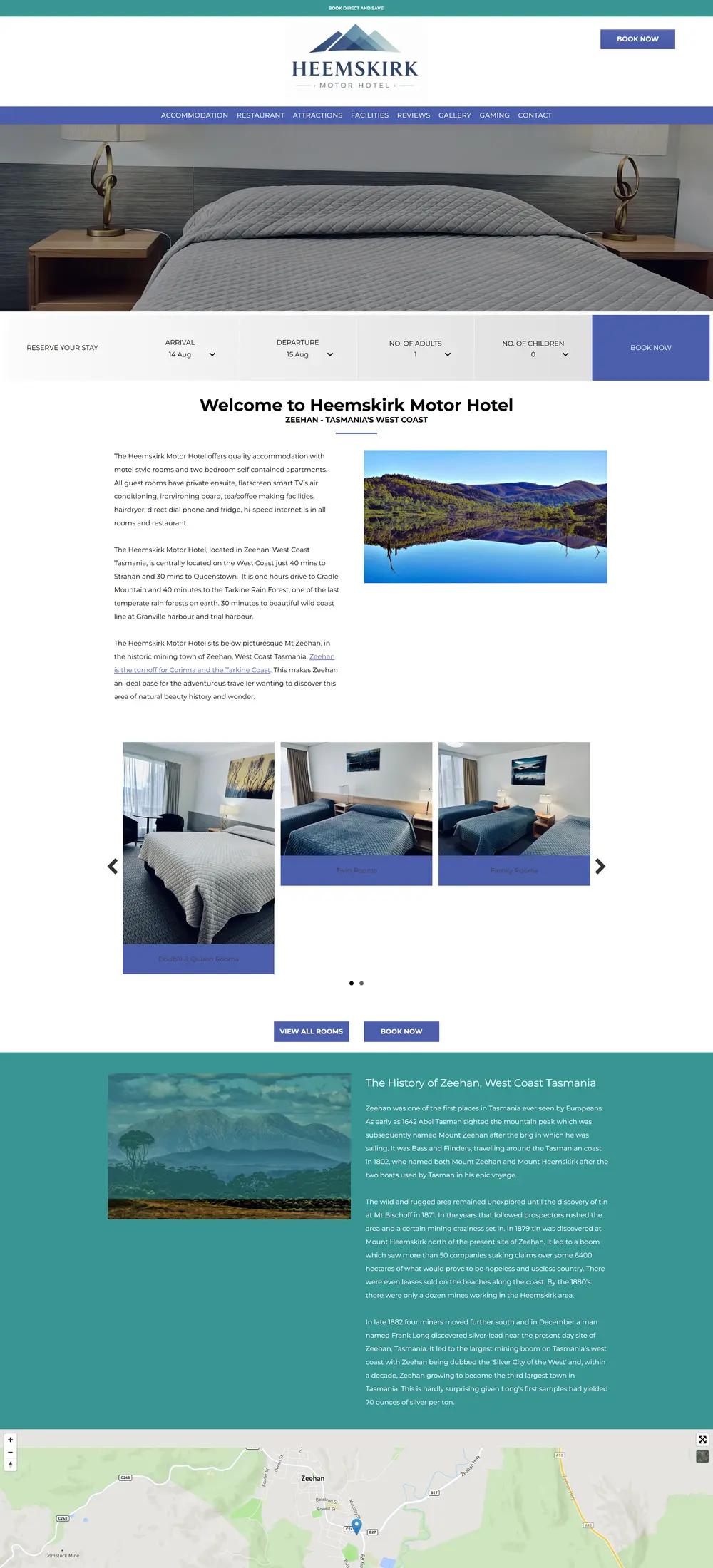 Heemskirk Motor Hotel website before the rebuild