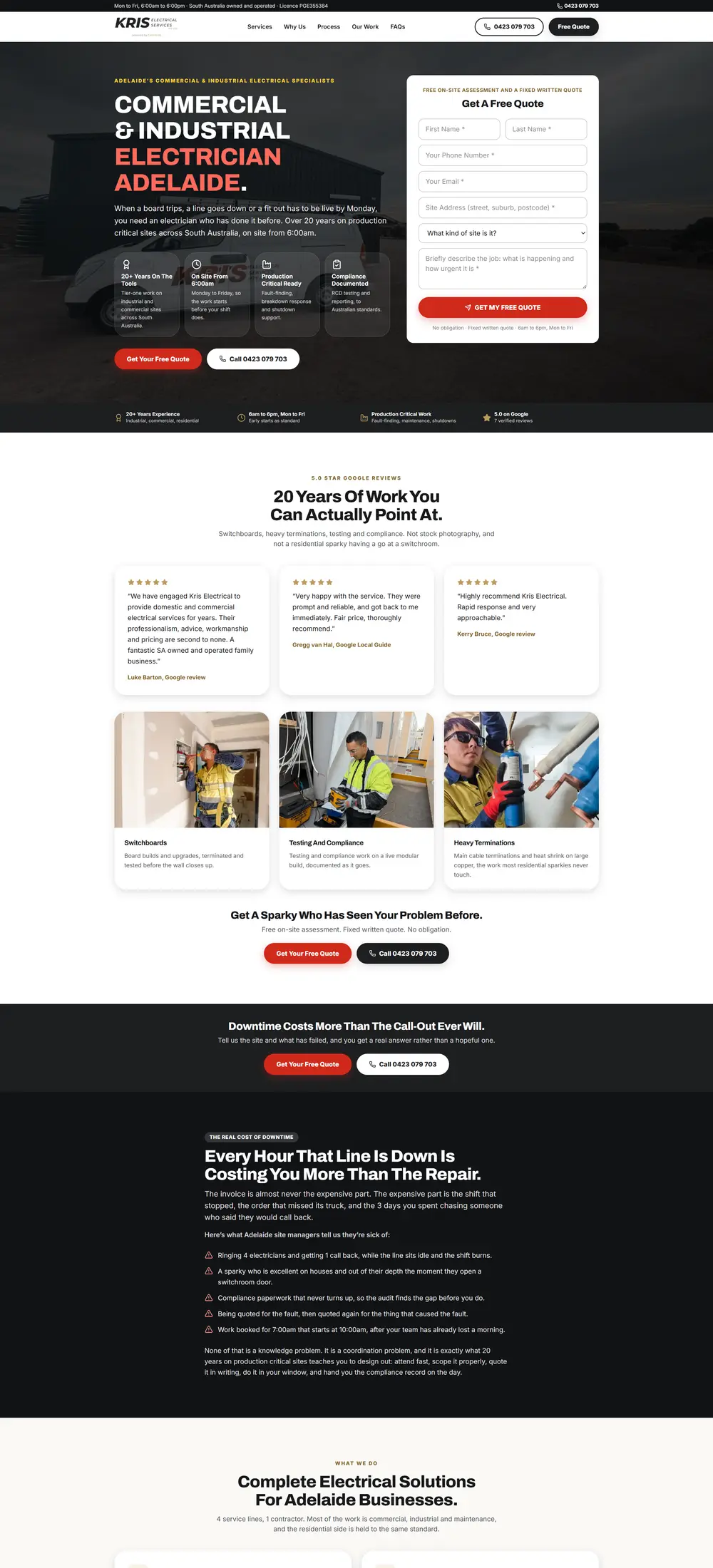 Kris Electrical Services new SEO website after the rebuild