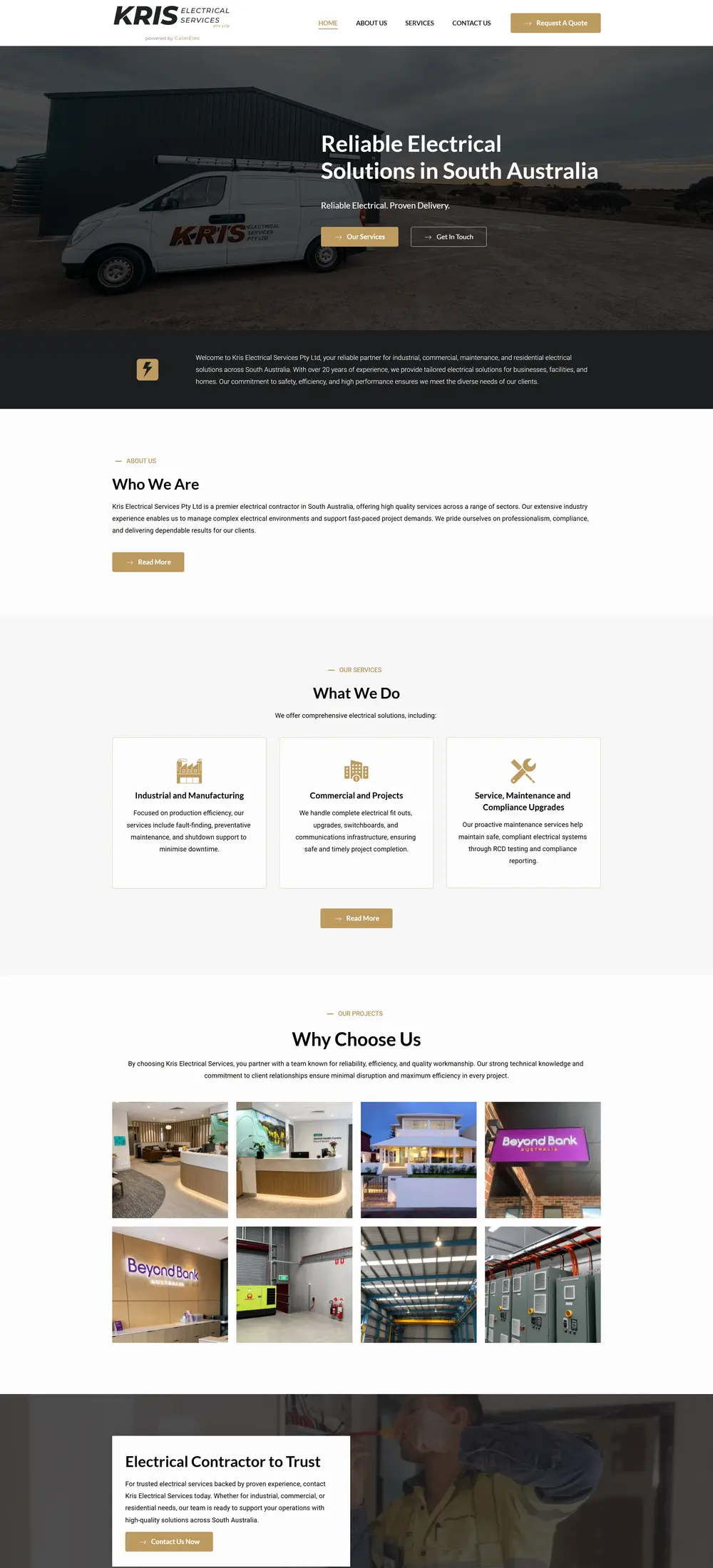 Kris Electrical Services website before the rebuild