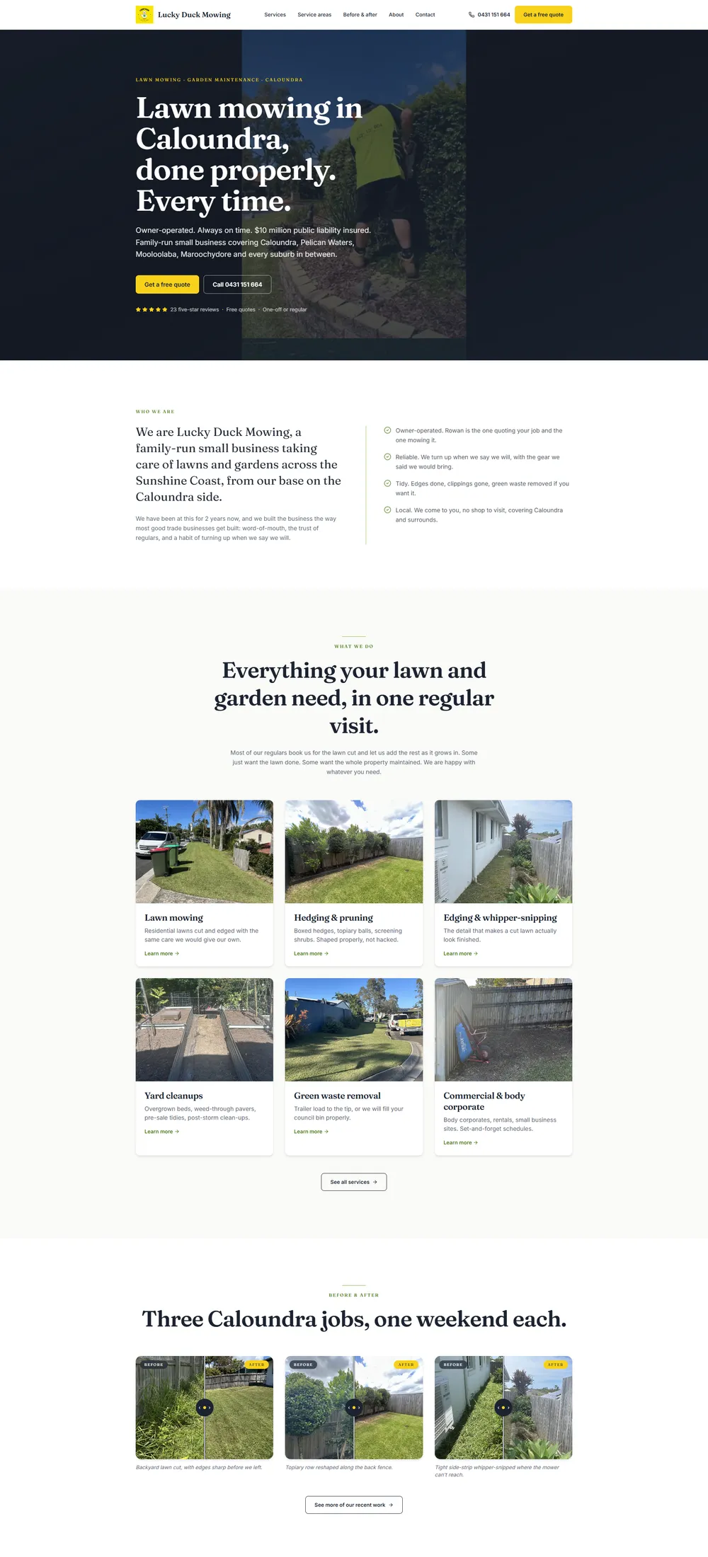 Lucky Duck Mowing new SEO website after the rebuild