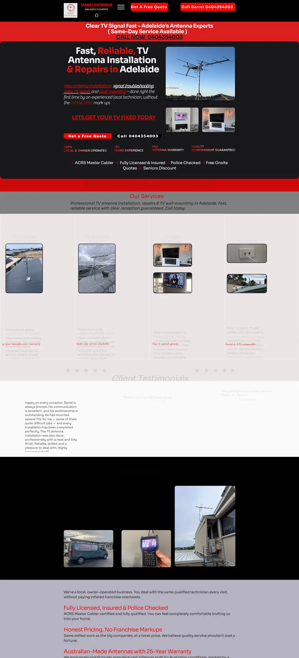 Target Antennas website before the rebuild