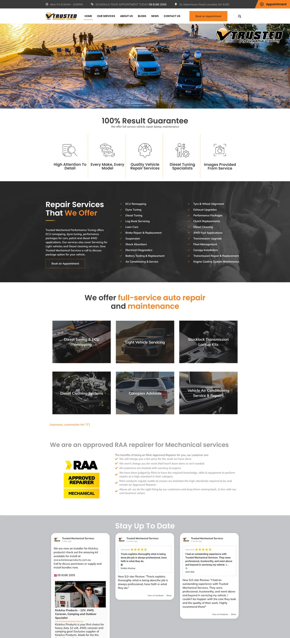 Trusted Mechanical website before the rebuild