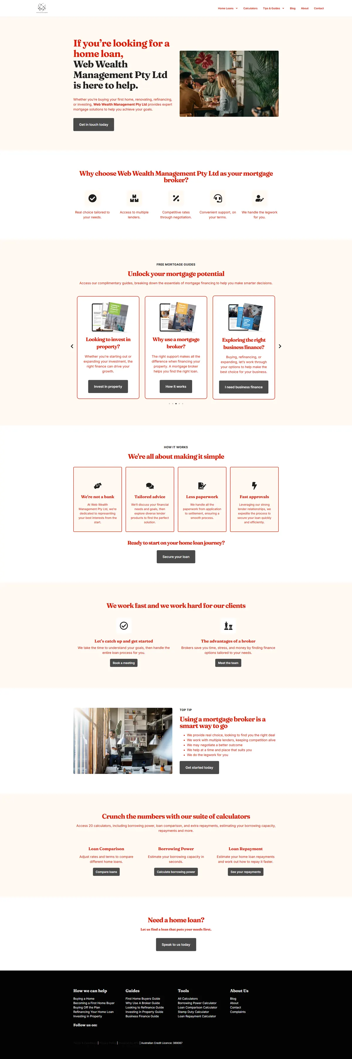 Web Wealth Management website before the rebuild