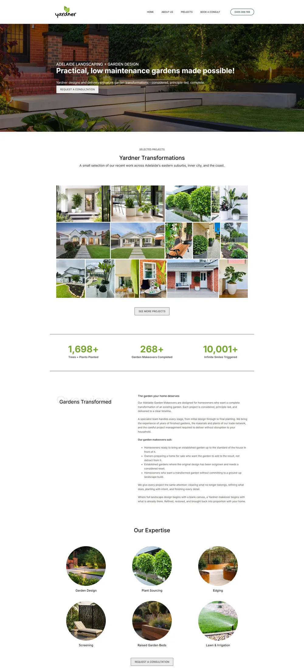 Yardner homepage before the rebuild